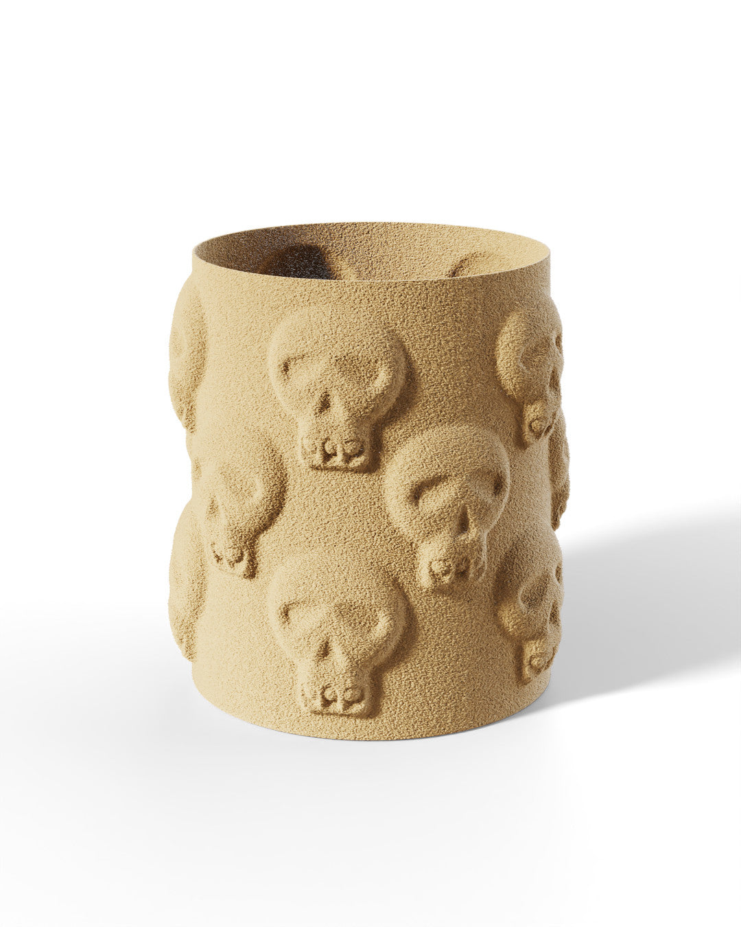 Close-up of Skull Vase textured relief