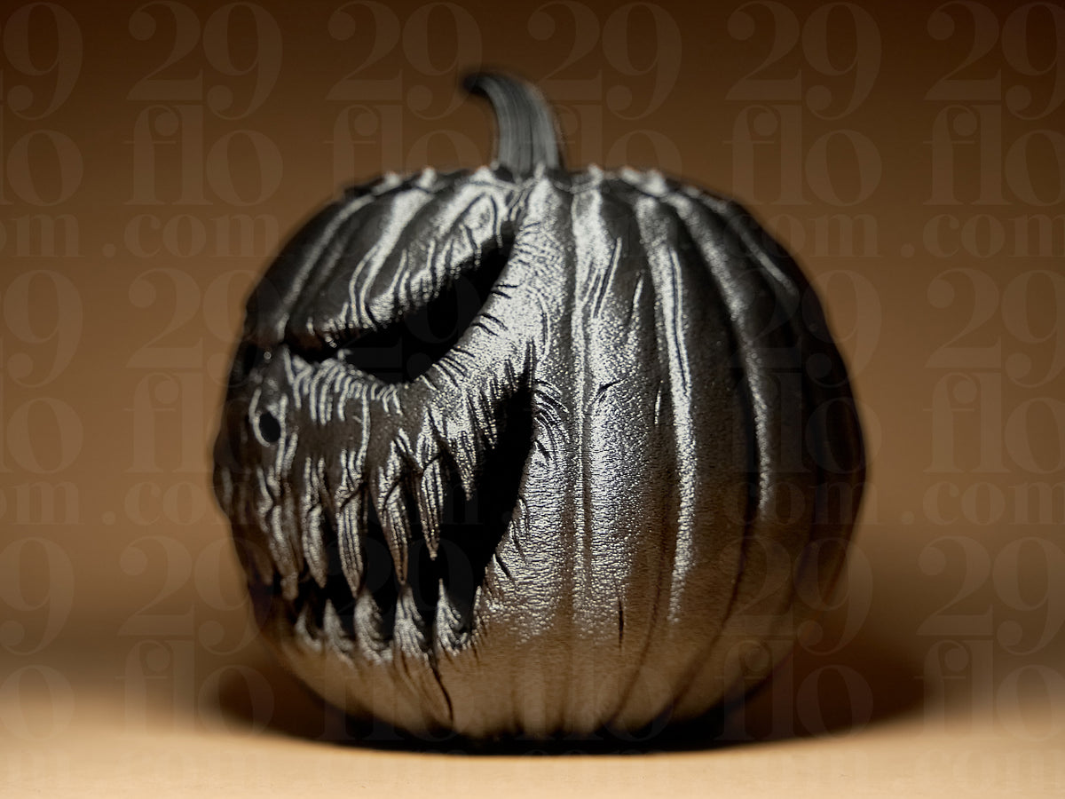Halloween Scary Pumpkin — dark matte finish showing deeply carved face without light