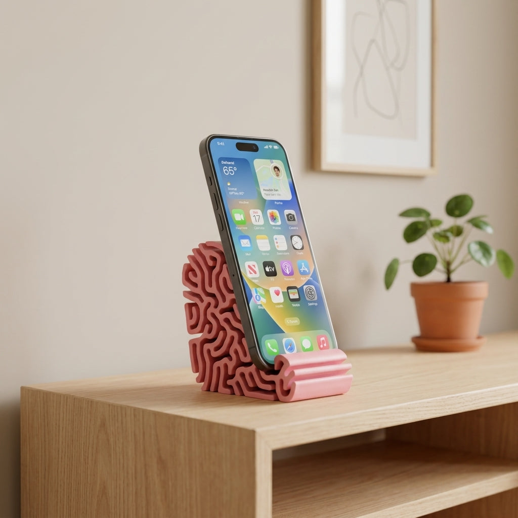 Modern Coral Differential Growth Phone Stand