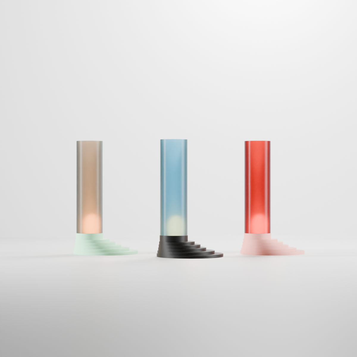 Modern Stepped LED Tealight Holder - render front view on white background