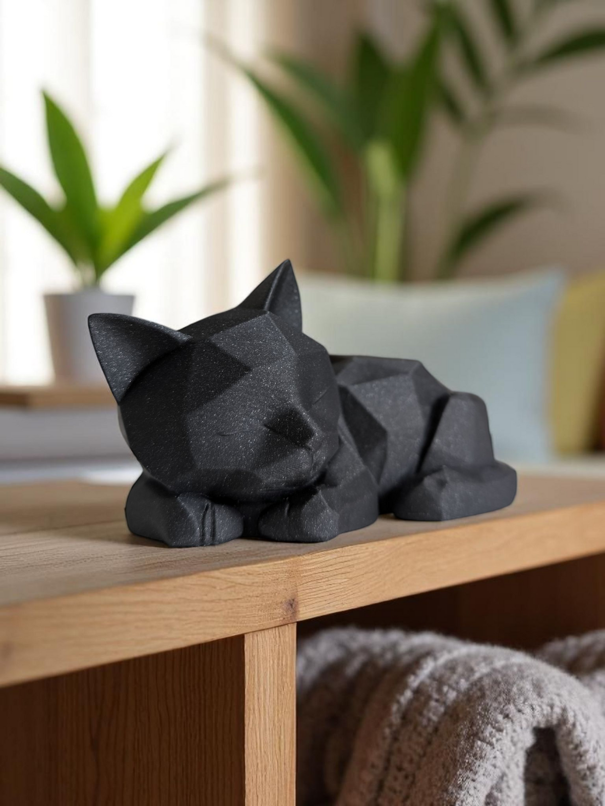 Purrr-fectly Peaceful — Low-Poly Sleeping Kitten Sculpture