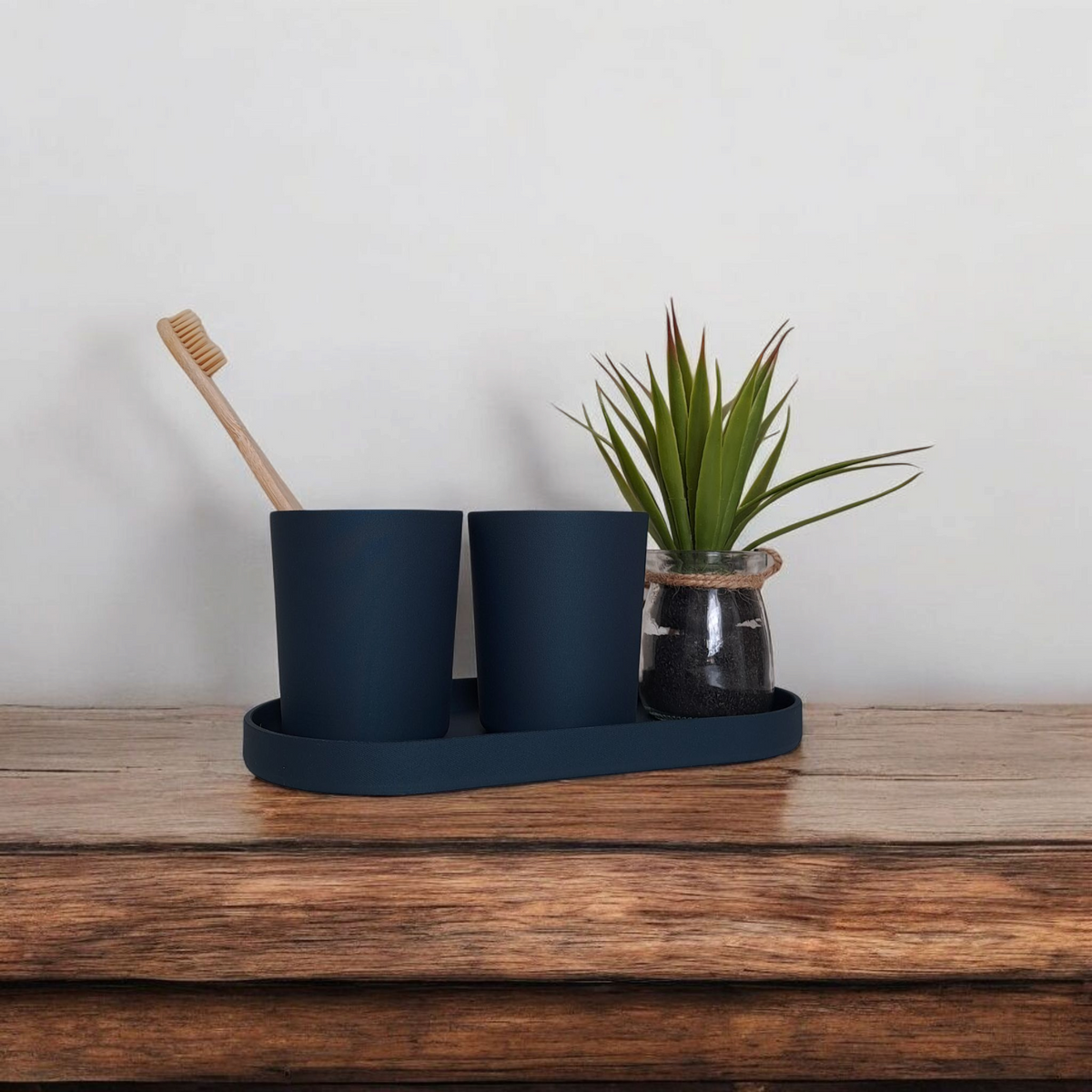 The Calm Sink Set — Toothbrush Holder & Bathroom Tray