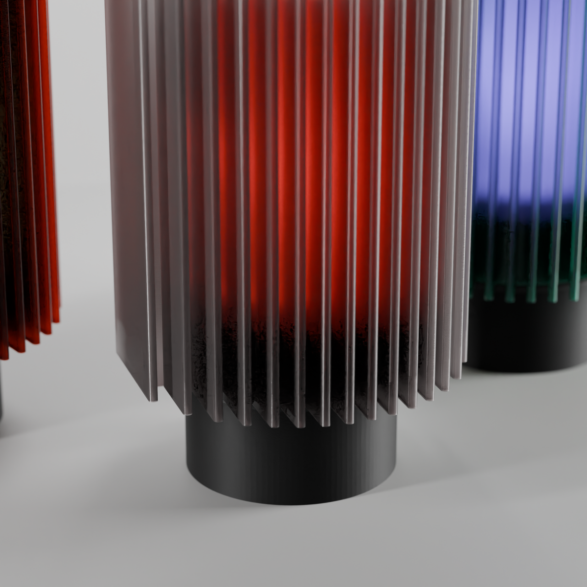 Slat Shade E27 Lamp - red glow full product lit