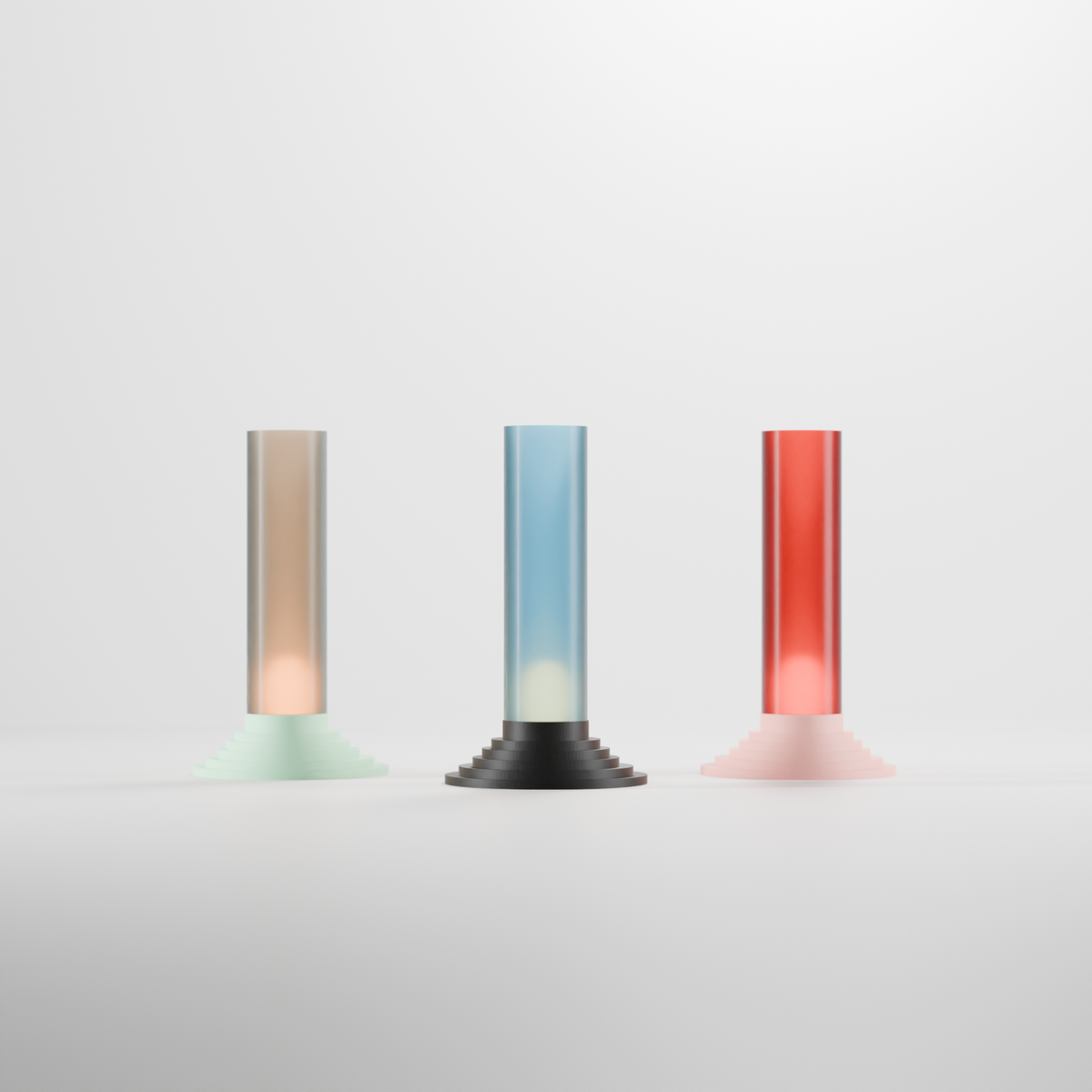 Modern Stepped LED Tealight Holder - render side angle view on white