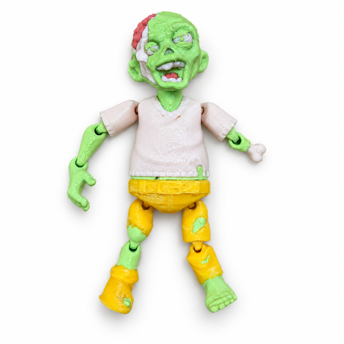 Articulated Zombie front view on white background