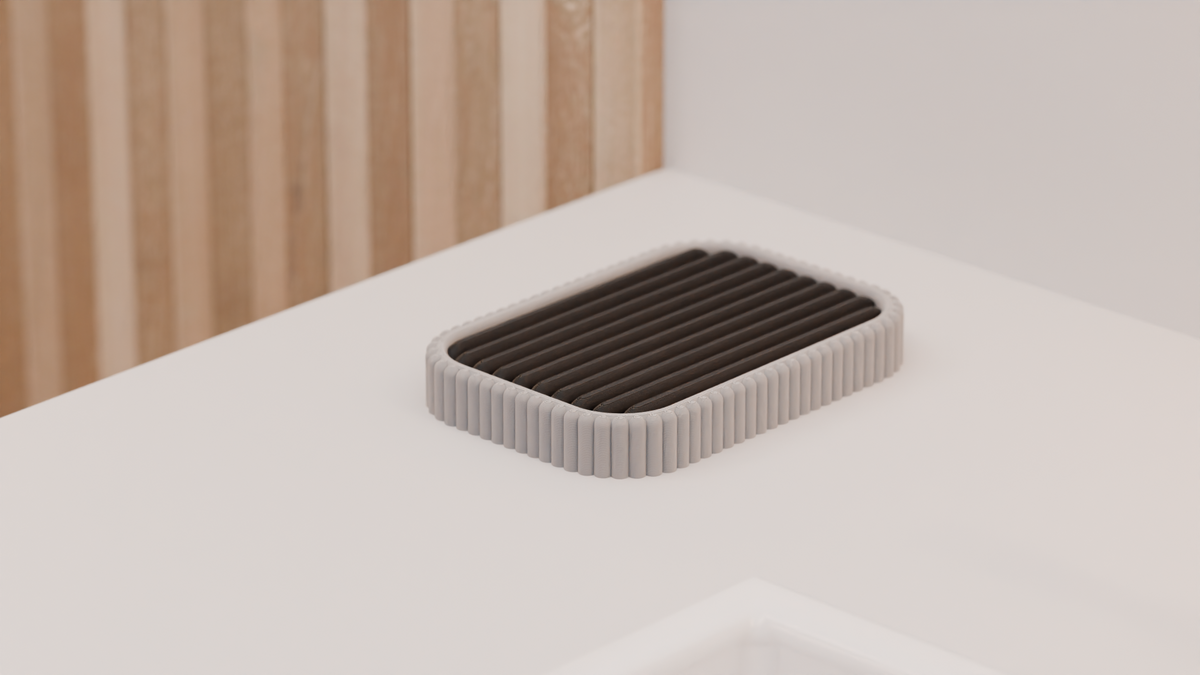 Modern Ribbed Soap Dish render view 2