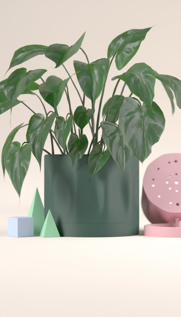 Modern Minimalist Planter teal blue product shot showing concave waist form side angle real photo white grey background
