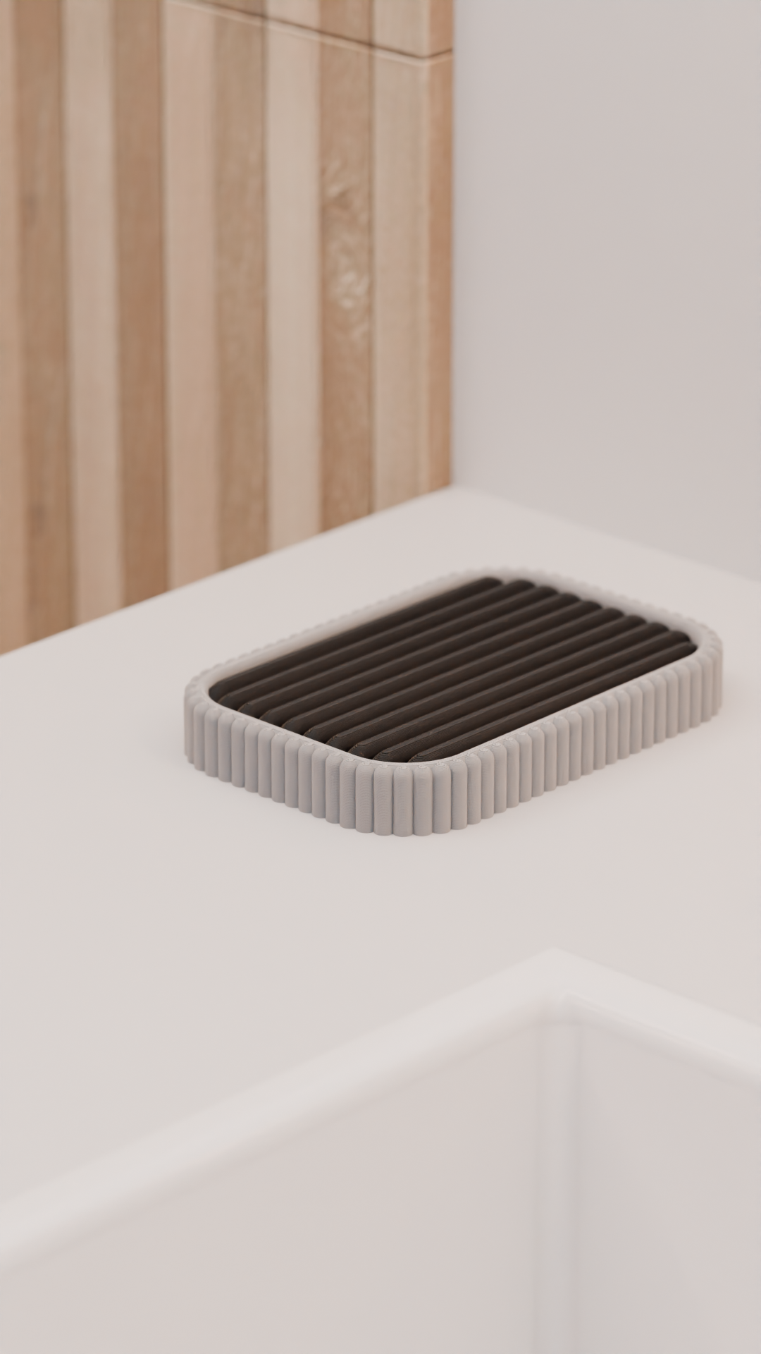 Modern Ribbed Soap Dish