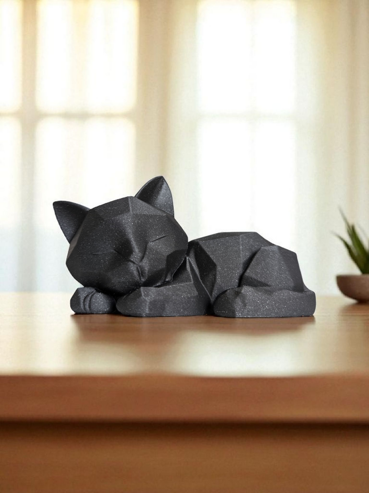 Purrr-fectly Peaceful — Low-Poly Sleeping Kitten Sculpture