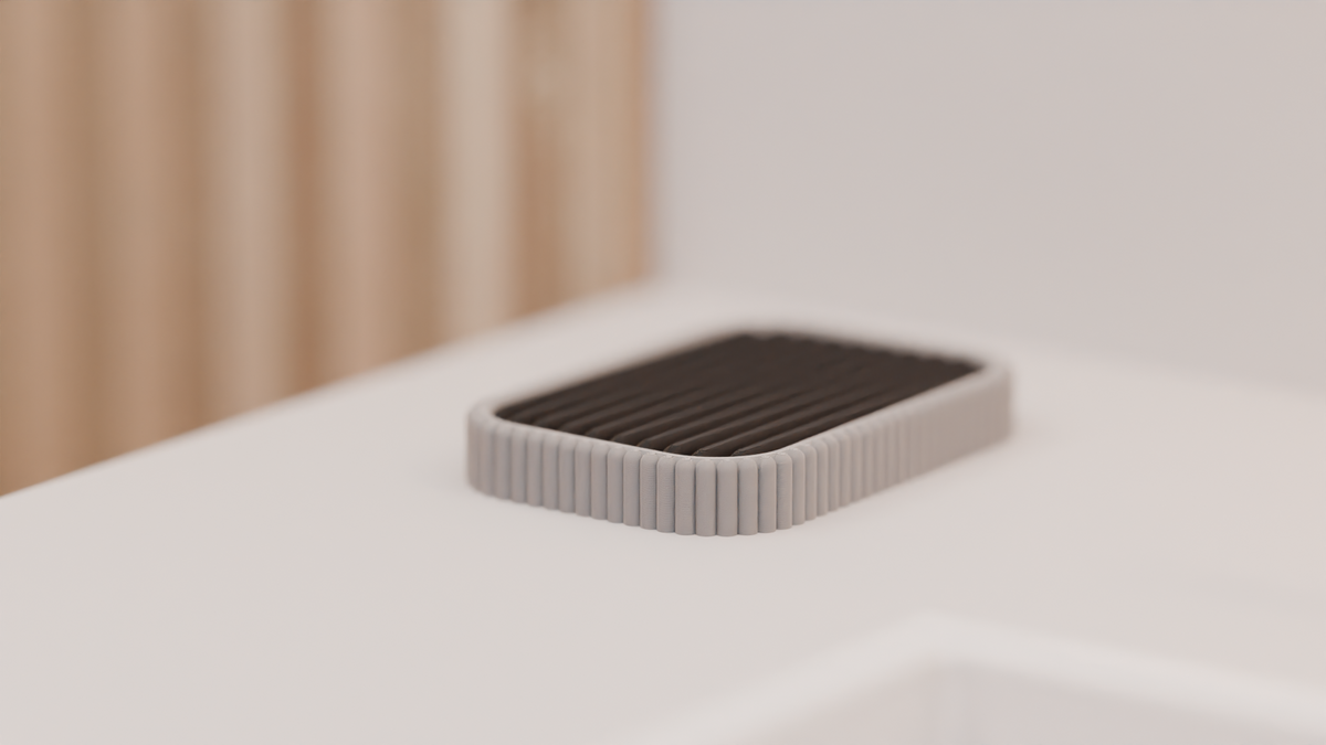 Modern Ribbed Soap Dish render view 3