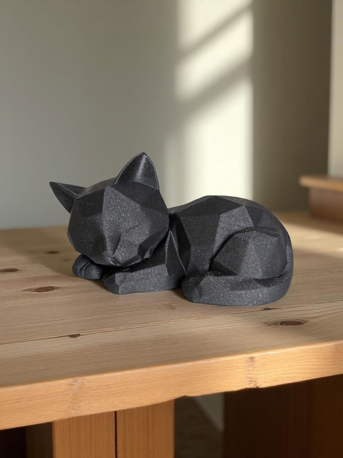 Purrr-fectly Peaceful — Low-Poly Sleeping Kitten Sculpture