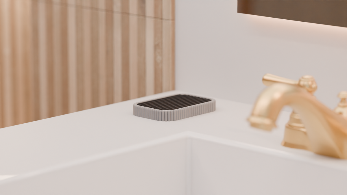 Modern Ribbed Soap Dish render view 4