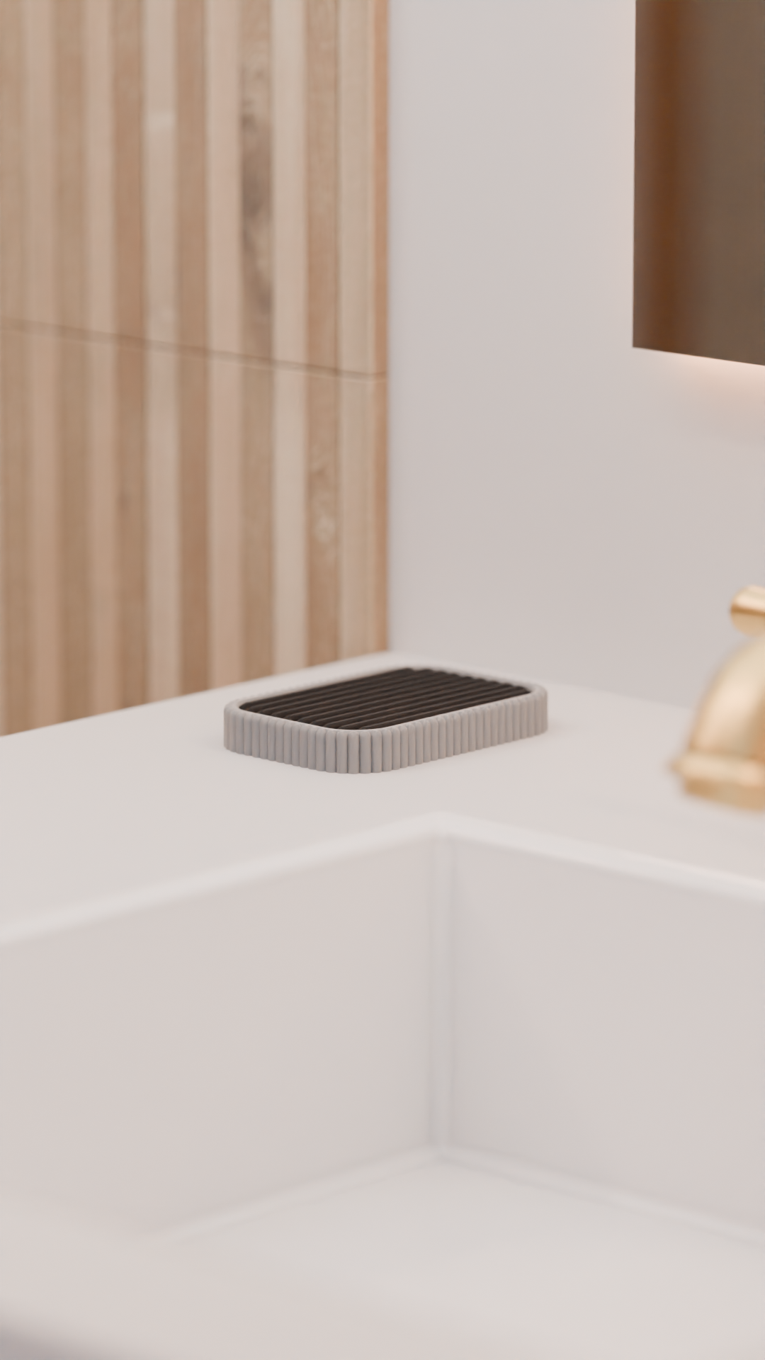 Modern Ribbed Soap Dish render view 4v
