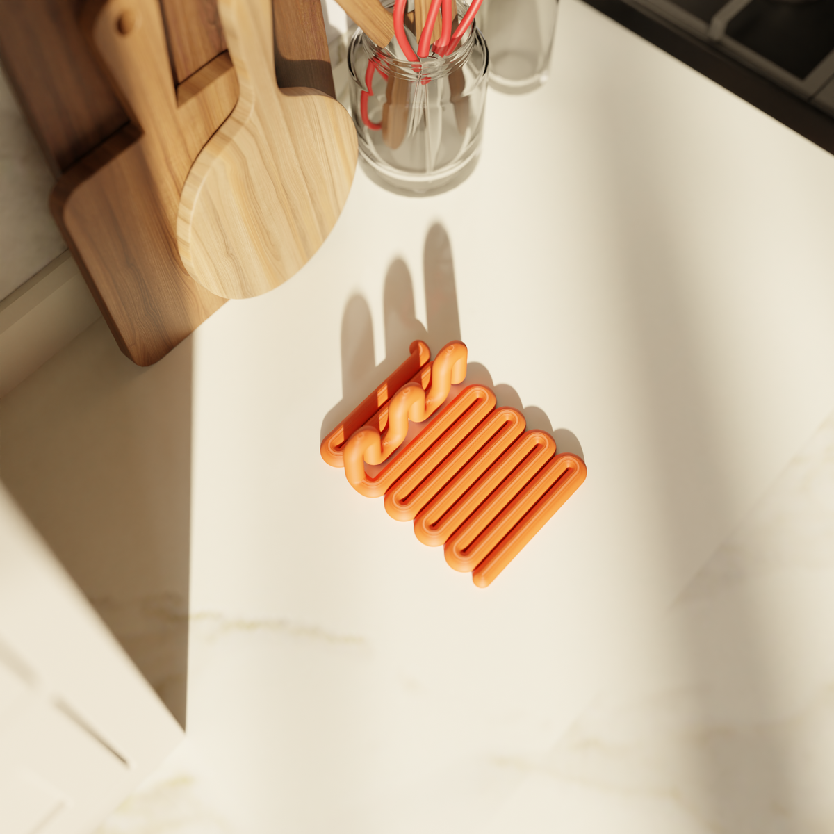 Wibble Kitchen Utensil Holder Tray mint green wooden spoon on kraft paper eucalyptus flatlay warm