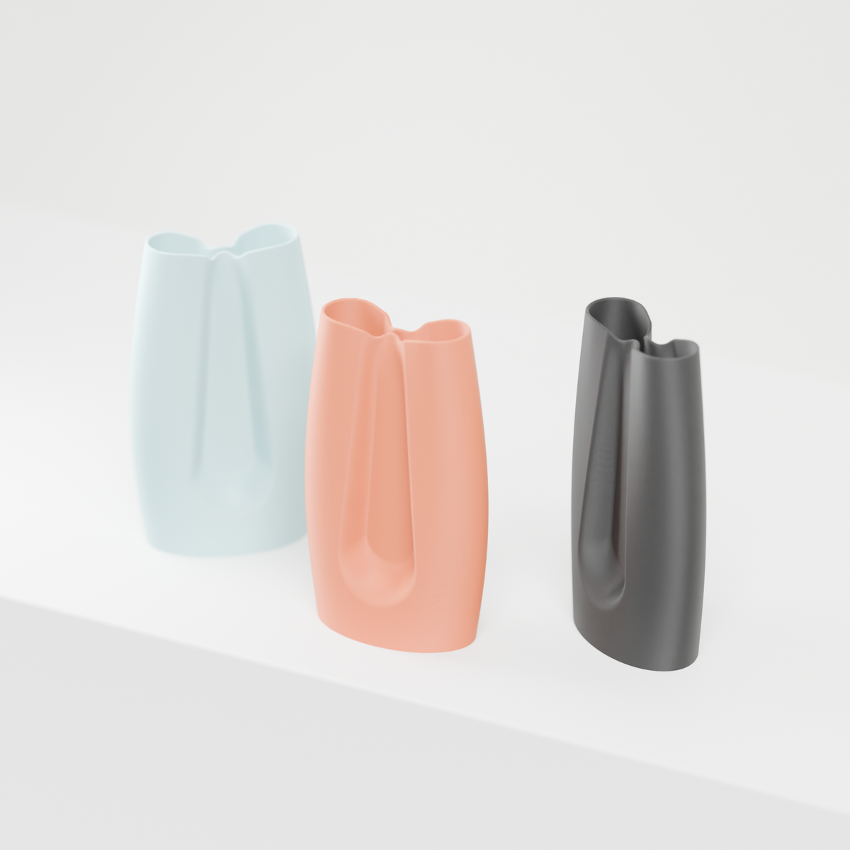 Modern Curved Minimalist Vase peach front view wider clean white background product shot