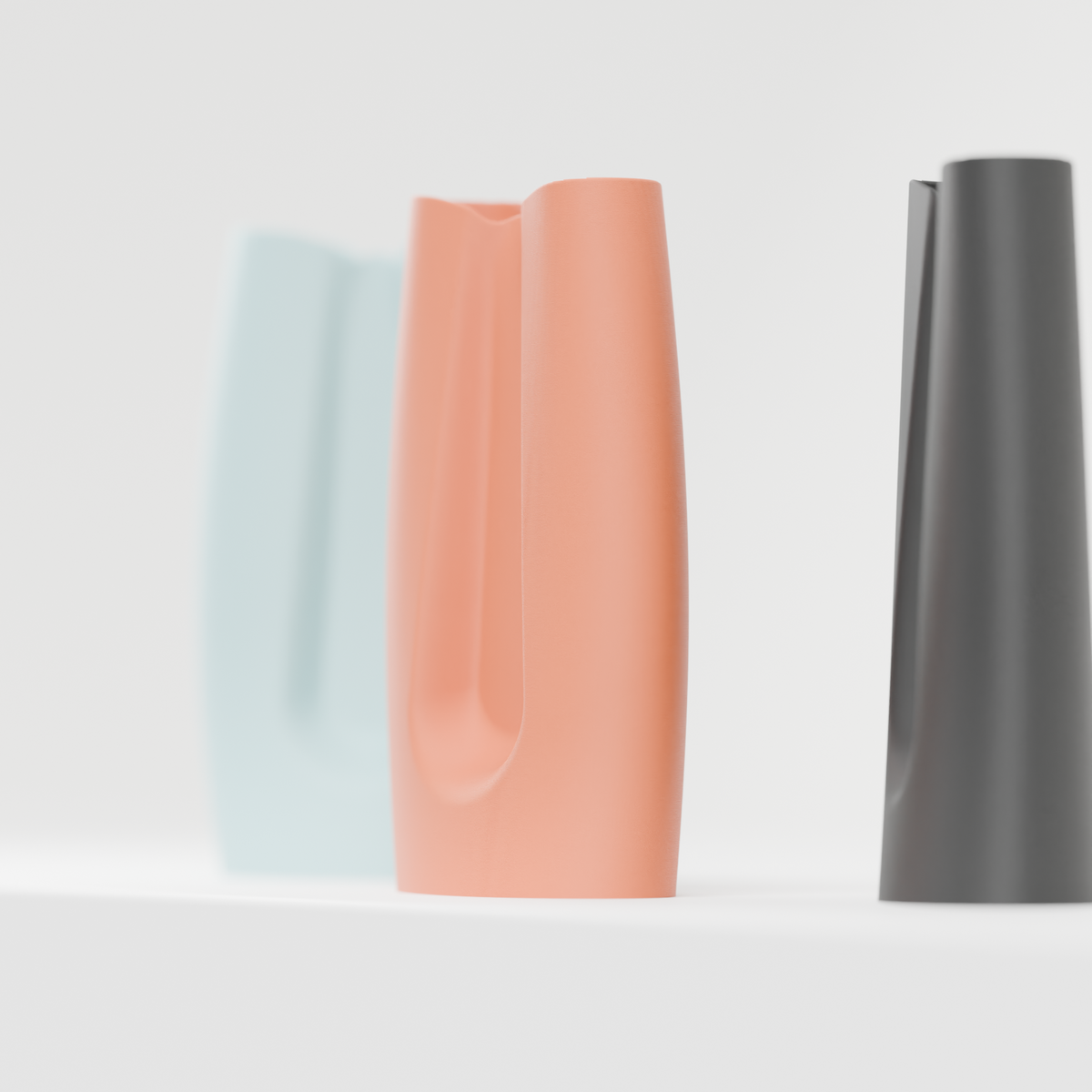 Modern Curved Minimalist Vase dark grey additional colour view clean white background