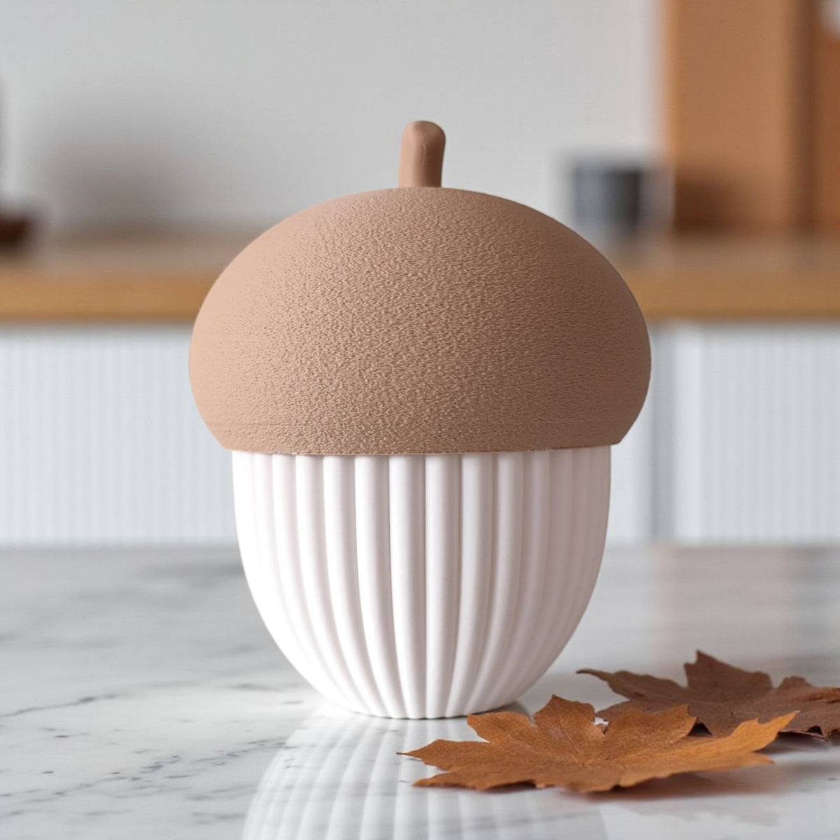 Ribbed Acorn Container & LED Tealight Holder