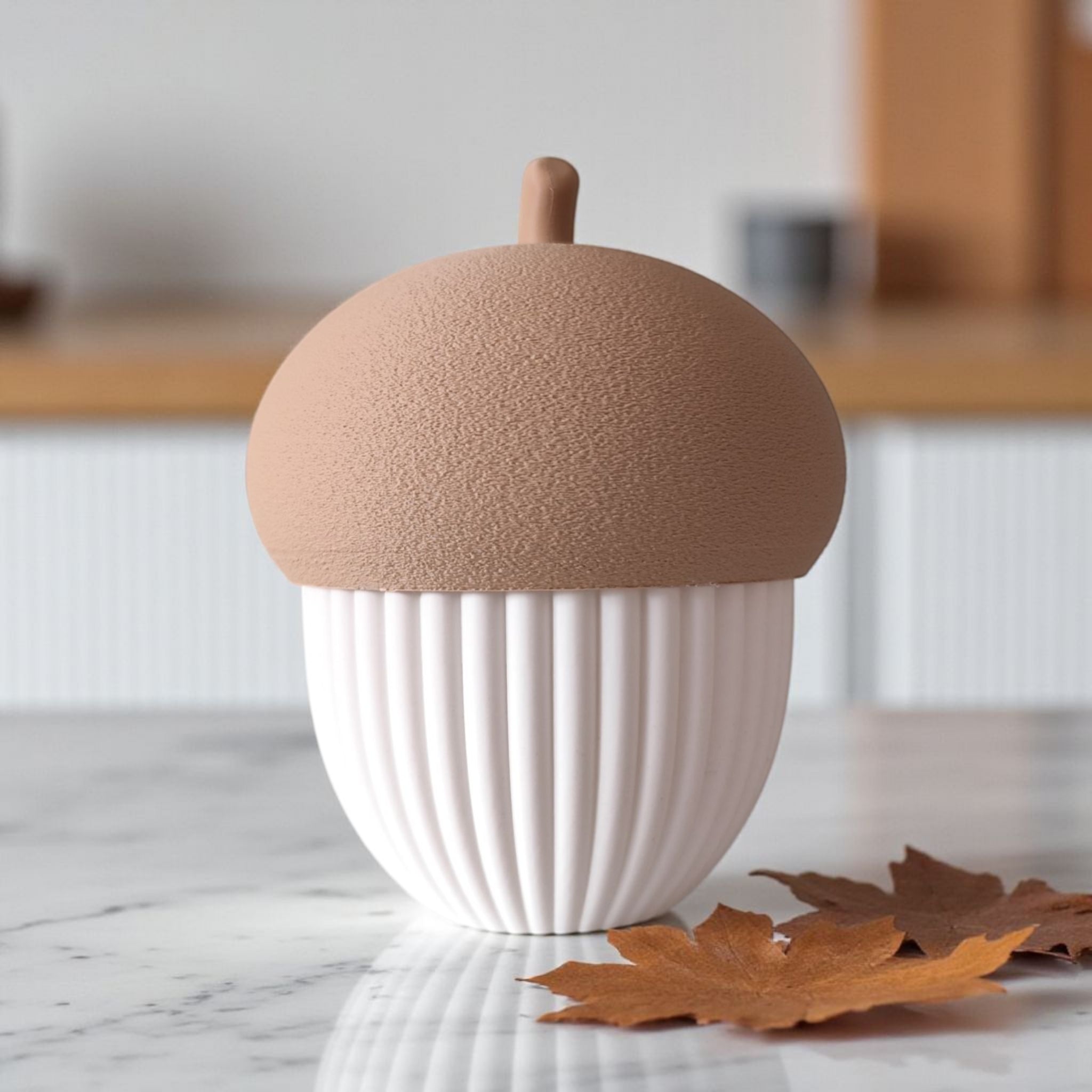 Ribbed Acorn Container &amp; LED Tealight Holder