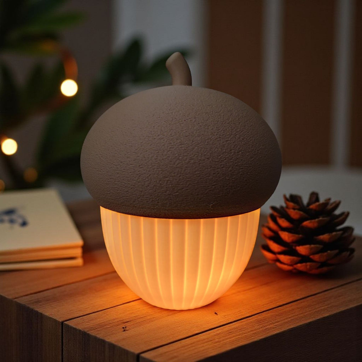 Ribbed Acorn Container & LED Tealight Holder