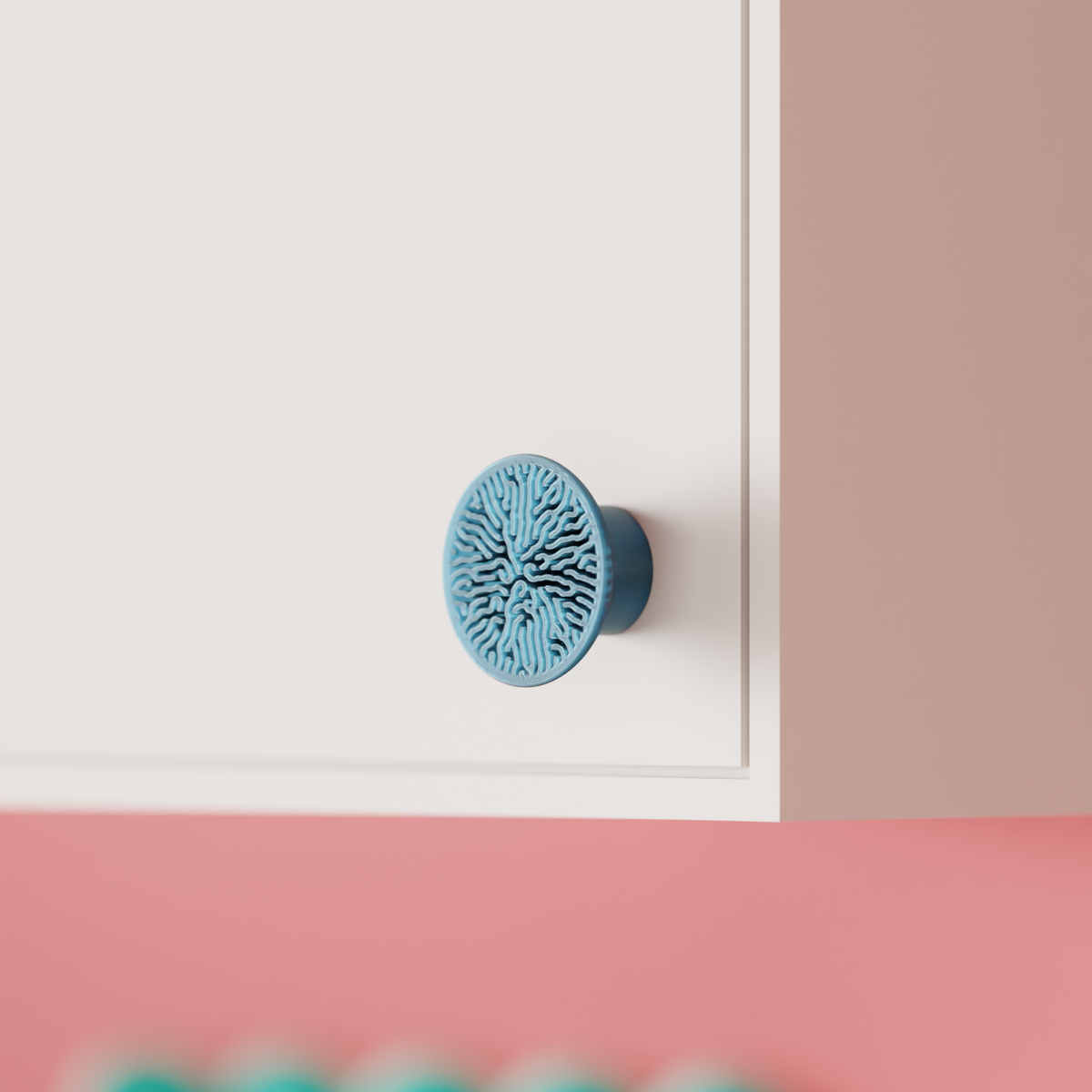 Modern Coral Pattern Cabinet Knob - base render