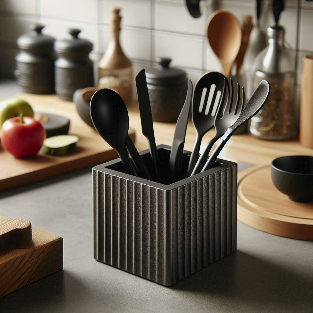 Square Ribbed Utensil Holder
