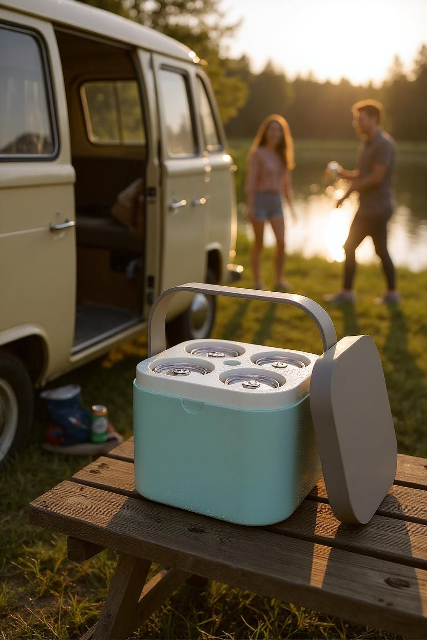 Freezable Can Carrier — Portable 4-Can Cooler Box