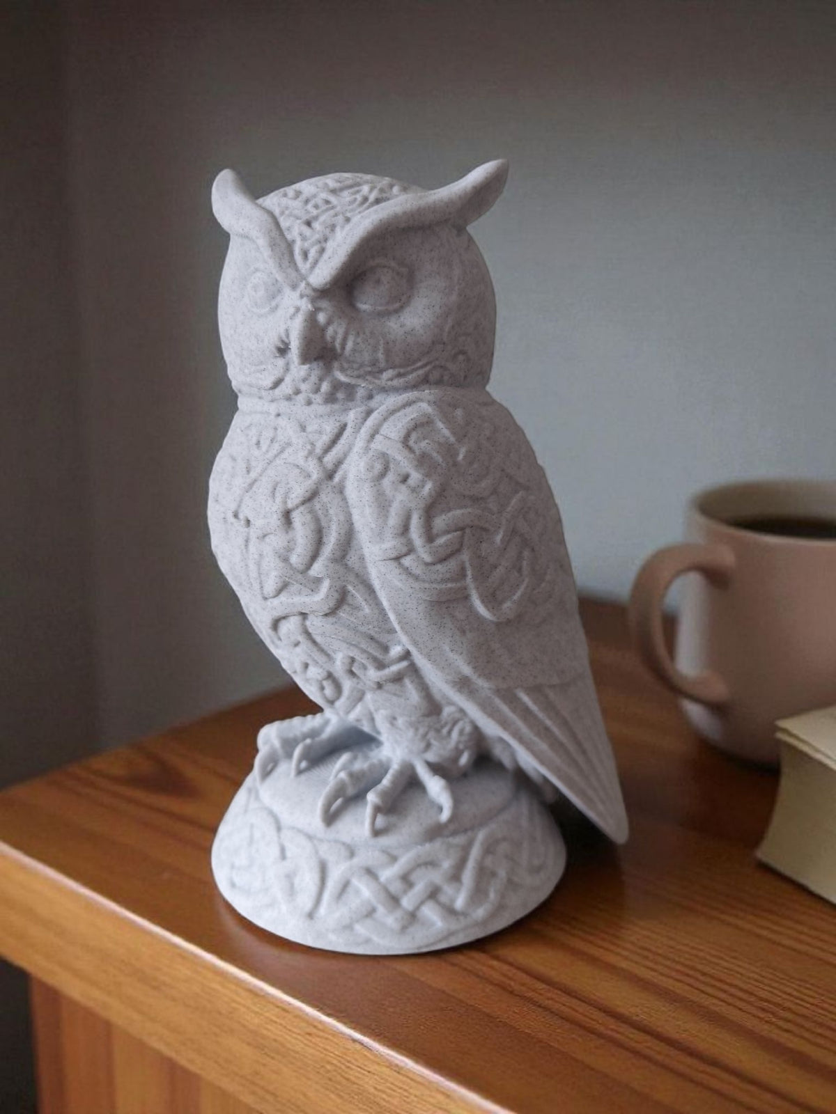 Celtic Owl Sculpture — Ornate Celtic Knot Owl Figurine