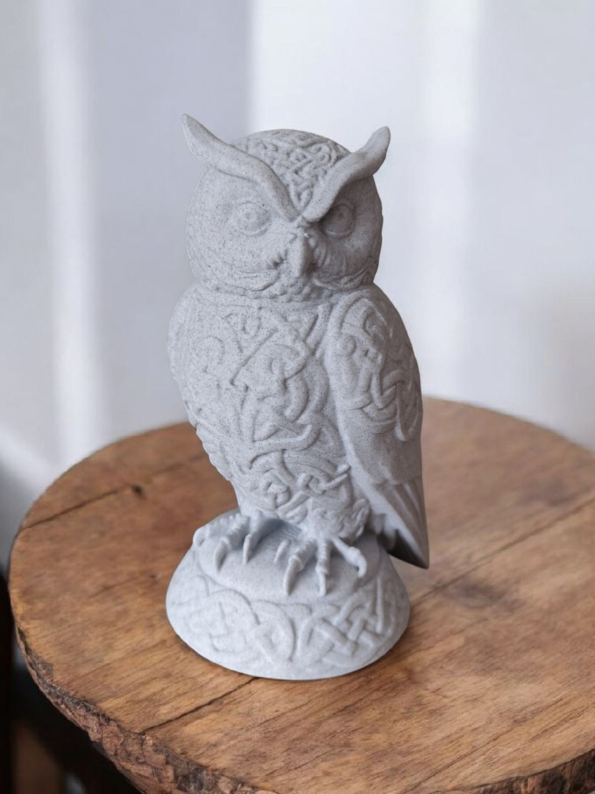 Celtic Owl Sculpture — Ornate Celtic Knot Owl Figurine