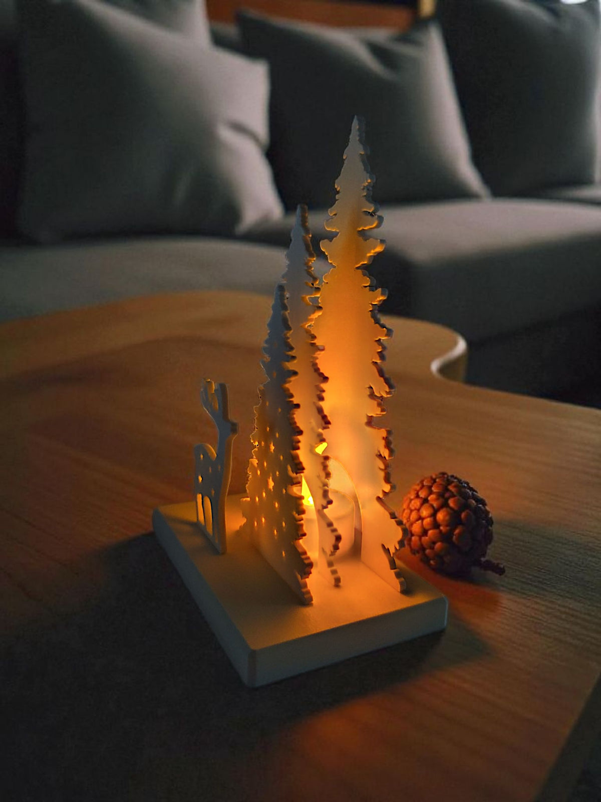 Christmas Decor Scene with LED Tealight Holder