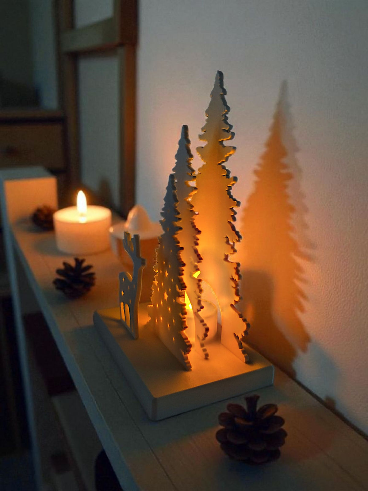 Christmas Decor Scene with LED Tealight Holder
