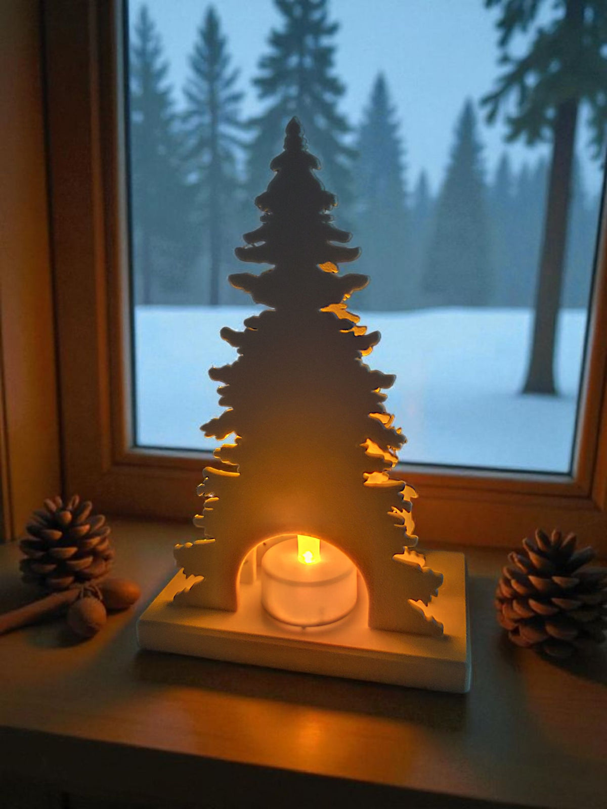 Christmas Decor Scene with LED Tealight Holder