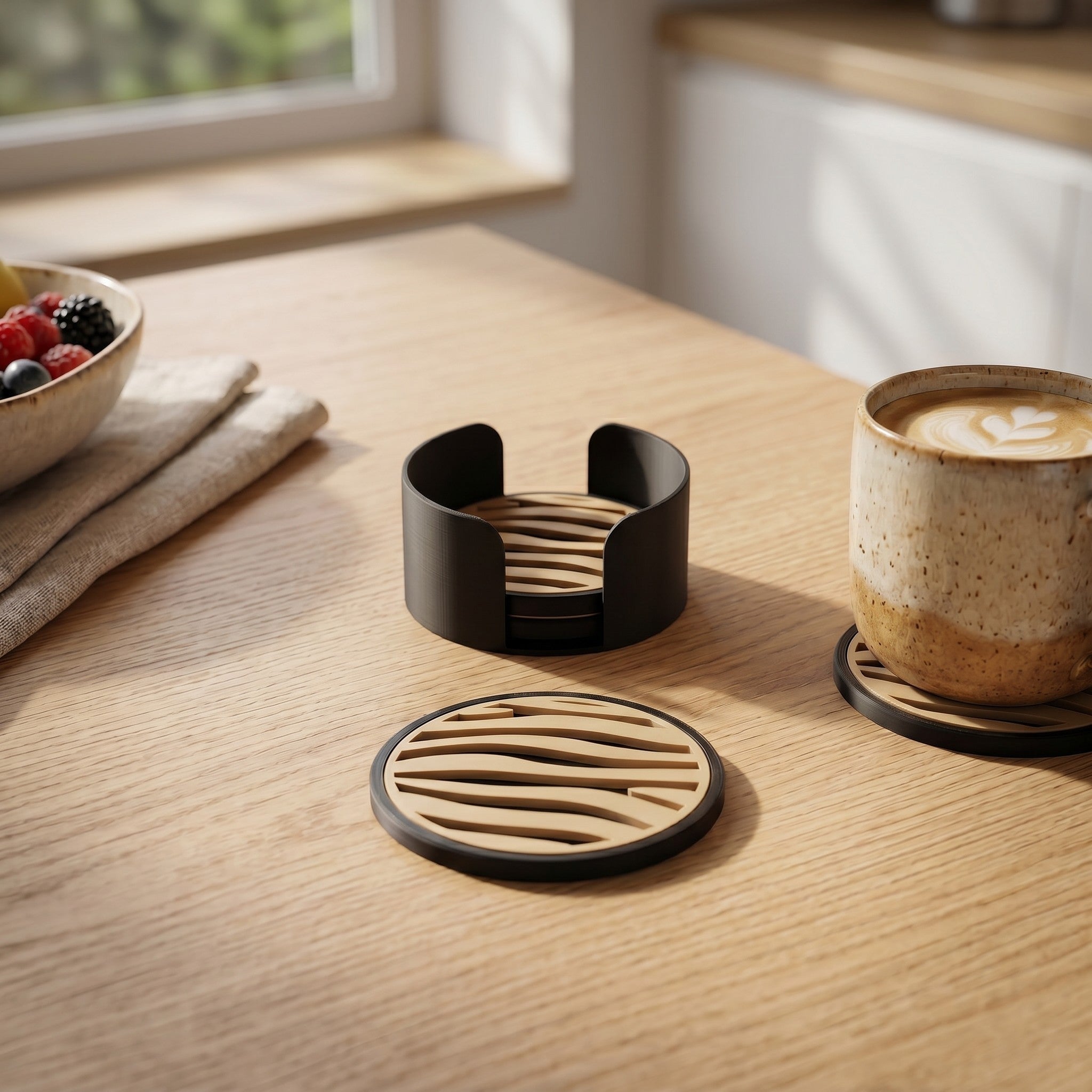 Coaster set with zebra texture