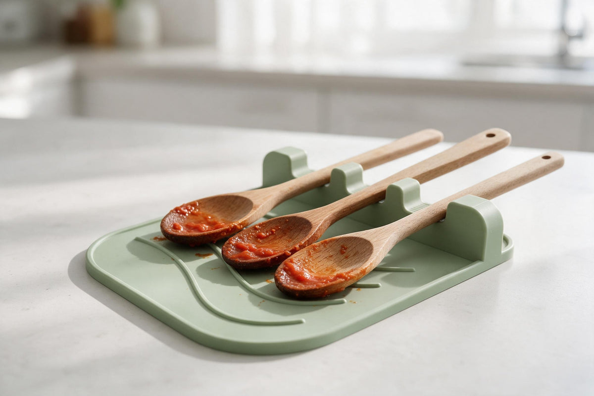 Three wooden spoons resting on CookSitter