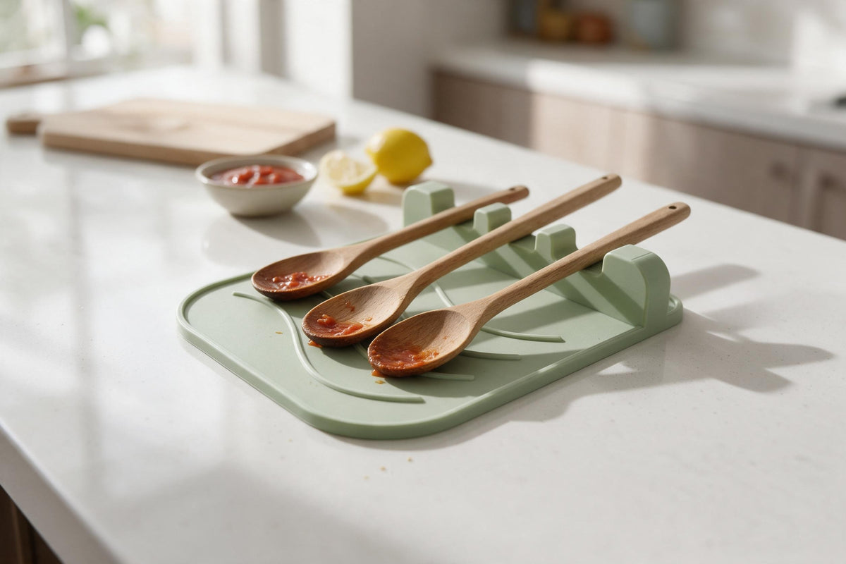 Top-down view of pale green CookSitter