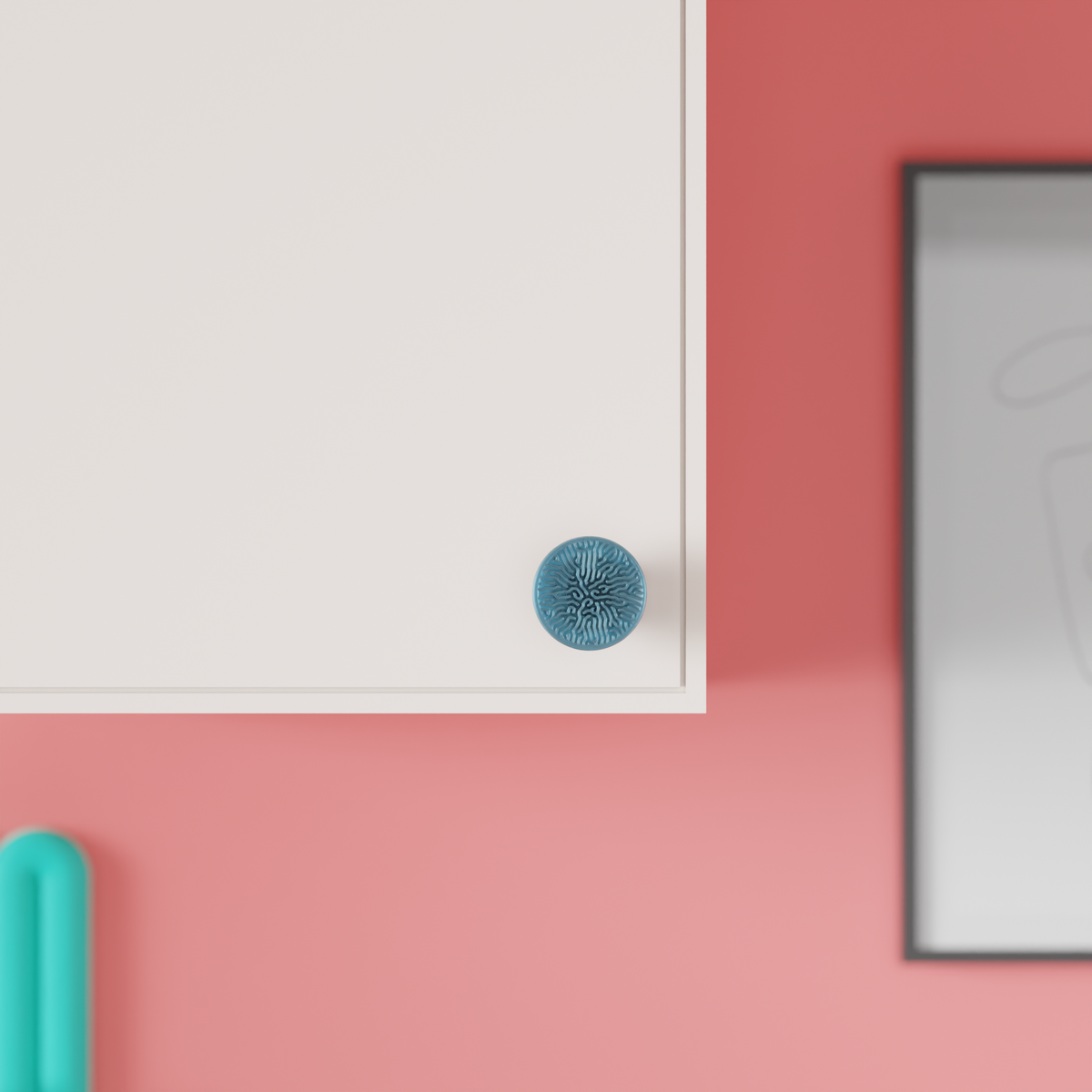 Modern Coral Pattern Cabinet Knob - render angle 1