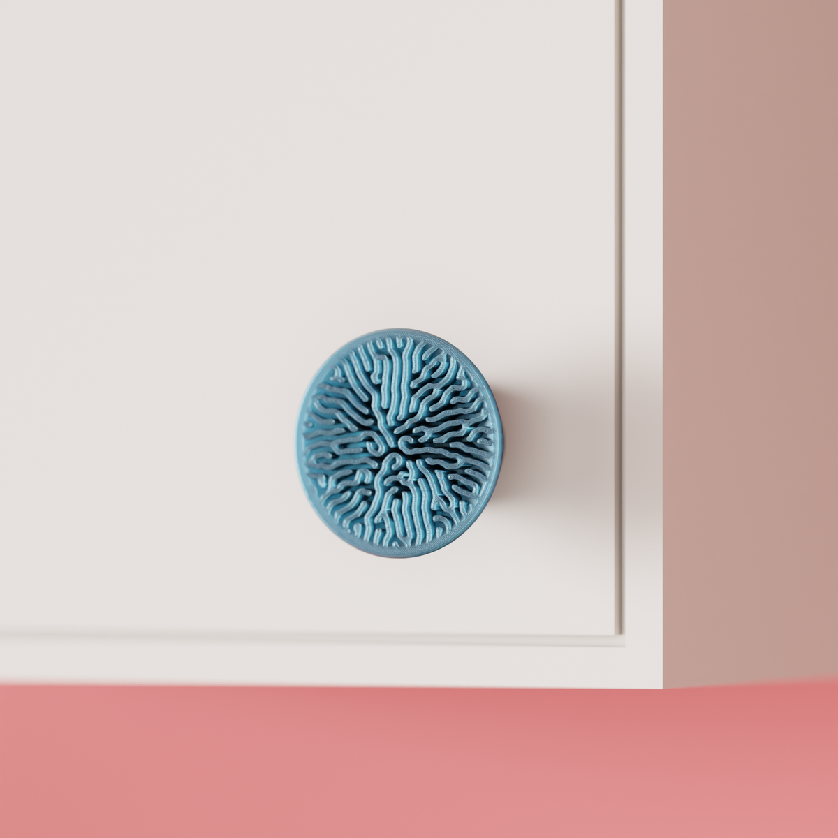 Modern Coral Pattern Cabinet Knob - render angle 3