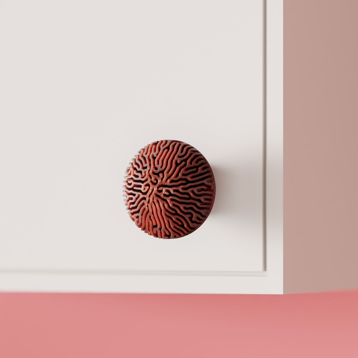 Reaction Diffusion Coral Cabinet Knob - render view