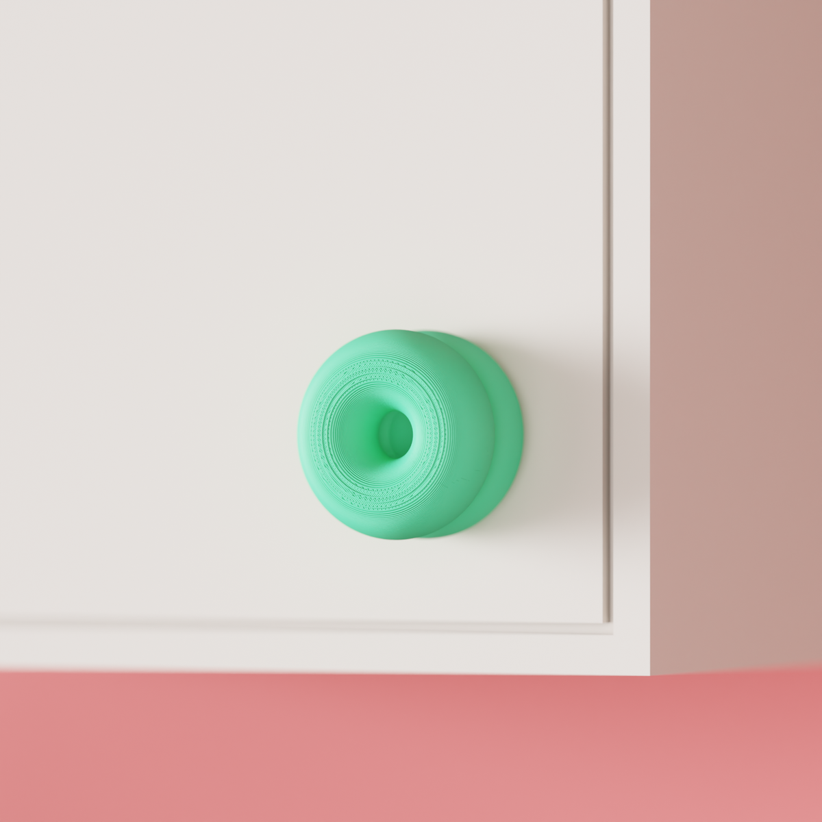 Double Donut Cabinet Handle mint green top view