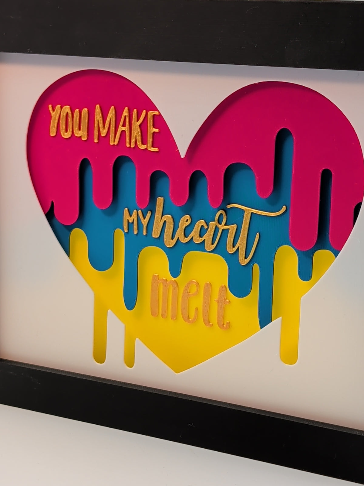 You Make My Heart Melt shadow box - close up detail