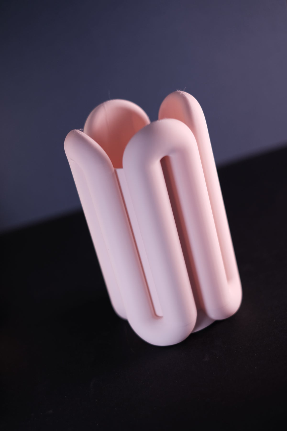 Eleva Wibble Aesthetic Vase blush pink on warm oak sideboard moody ambient lifestyle