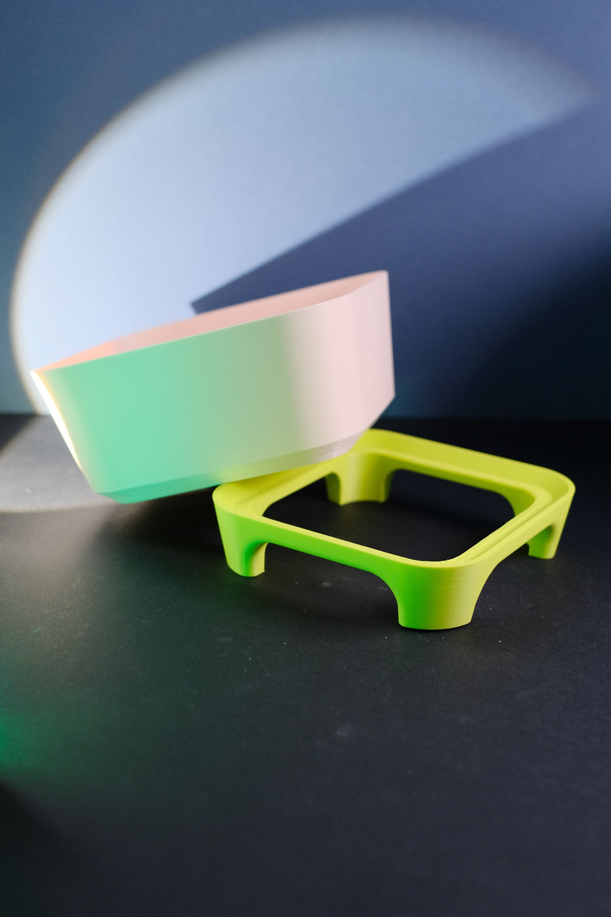 Two-Part Raised Planter with Legs - product photo pink and green held