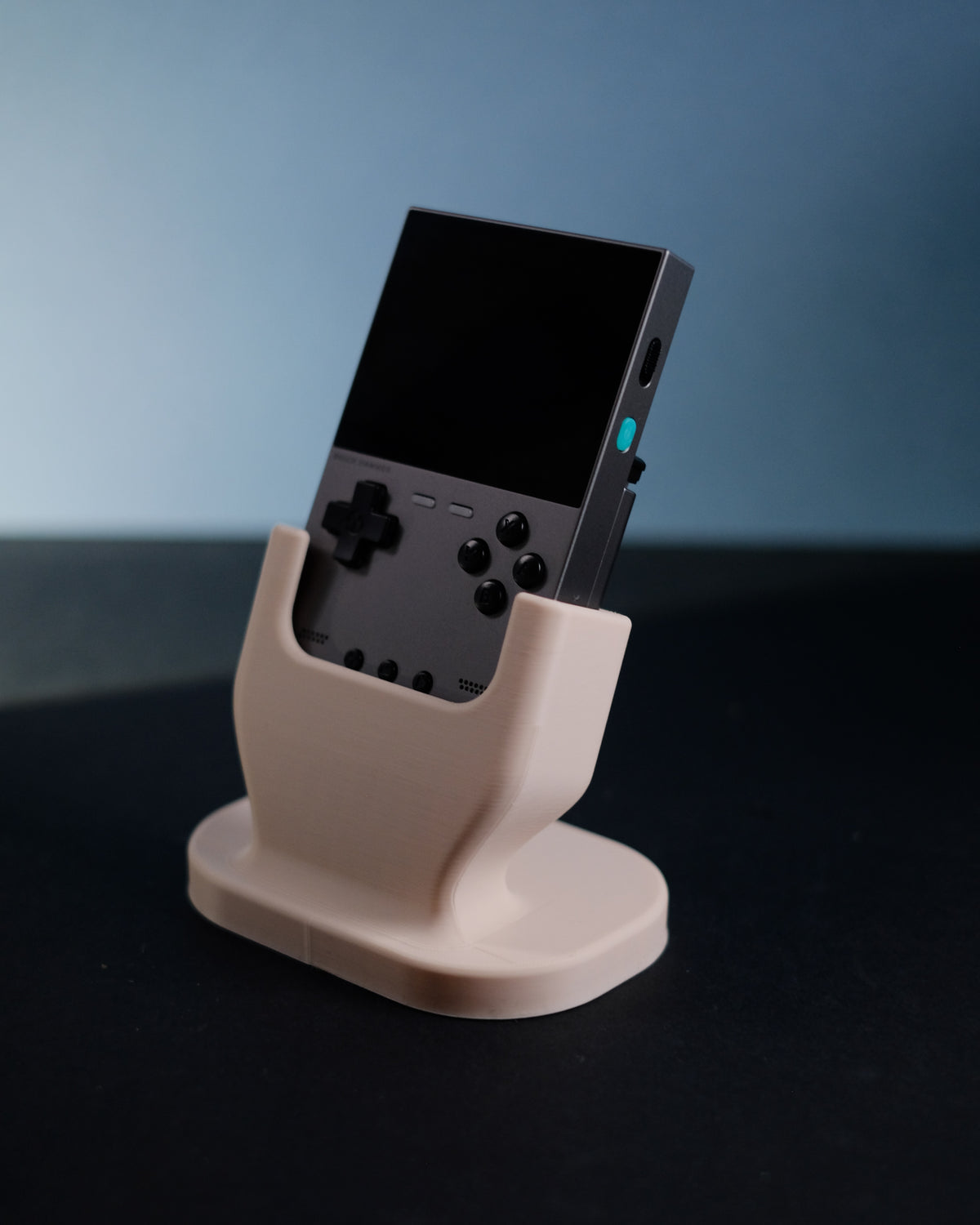 Trim UI Smart Retro Console Stand - on wooden sideboard