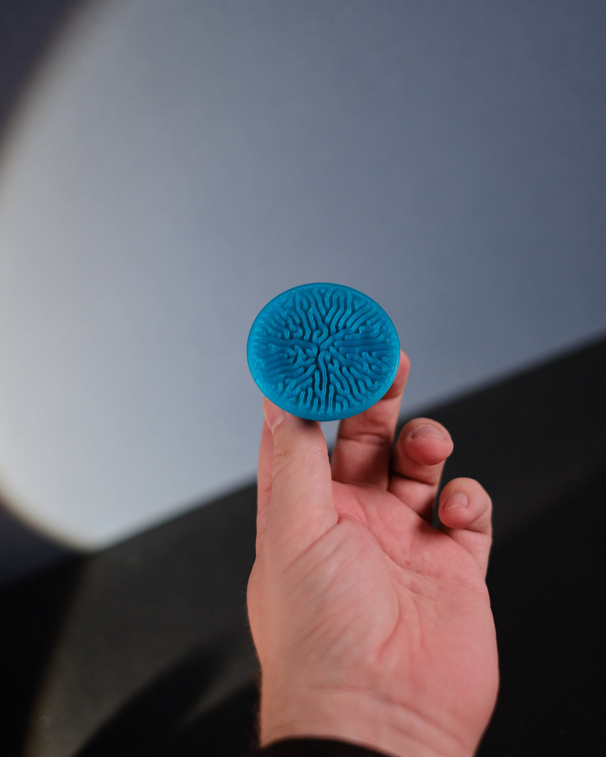 Modern Coral Pattern Cabinet Knob - teal overhead hand hold