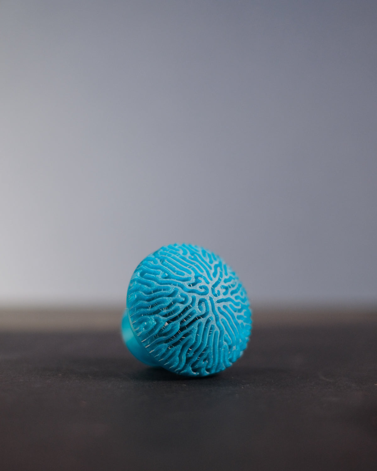 Reaction Diffusion Coral Cabinet Knob - blue freestanding detail