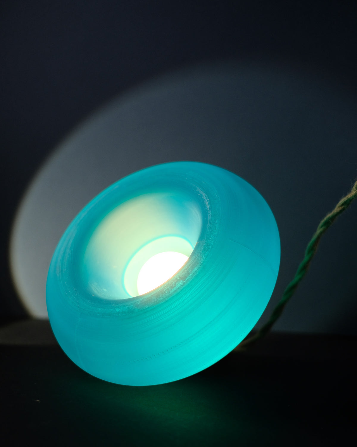 Soft Revolve Glow E27 Lampshade - lit side glow teal