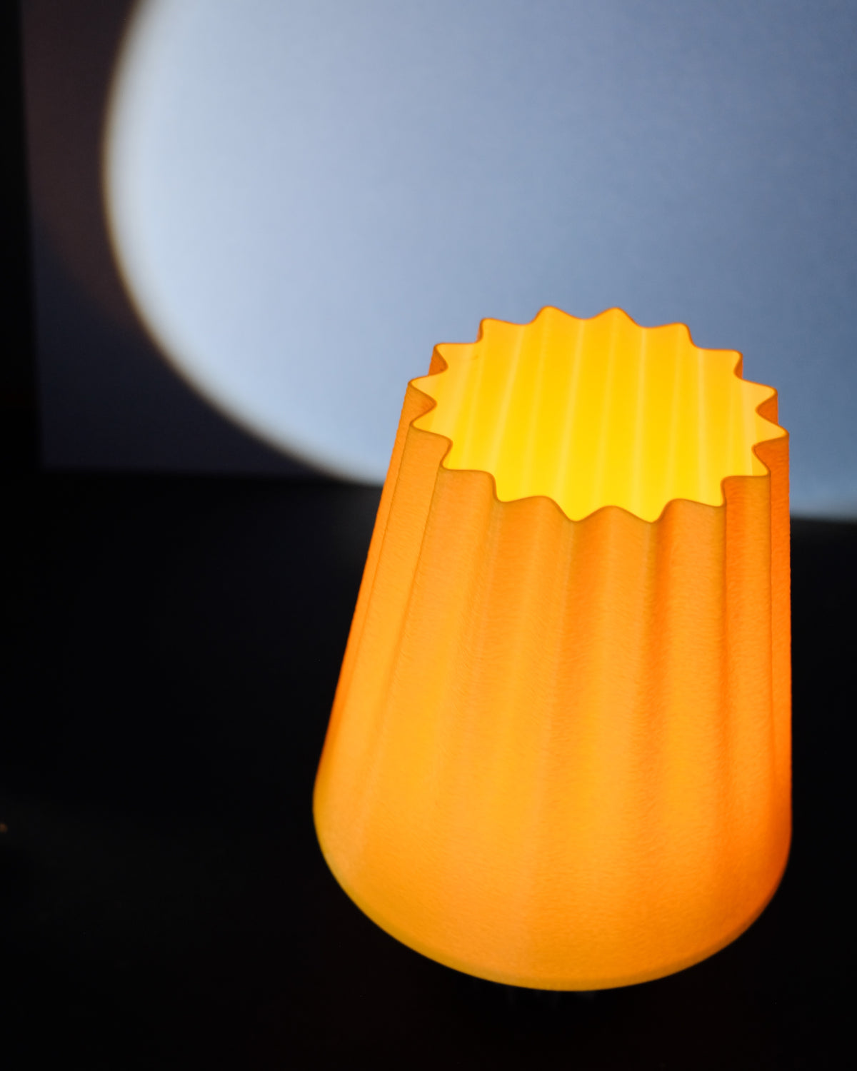 Top detail of the fluted lamp shade