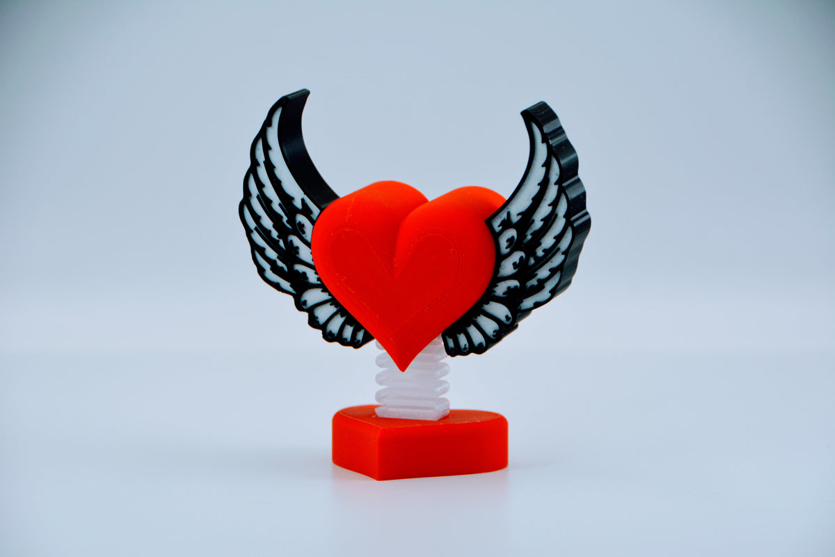 Valentine's Day Springie - winged heart side angle view