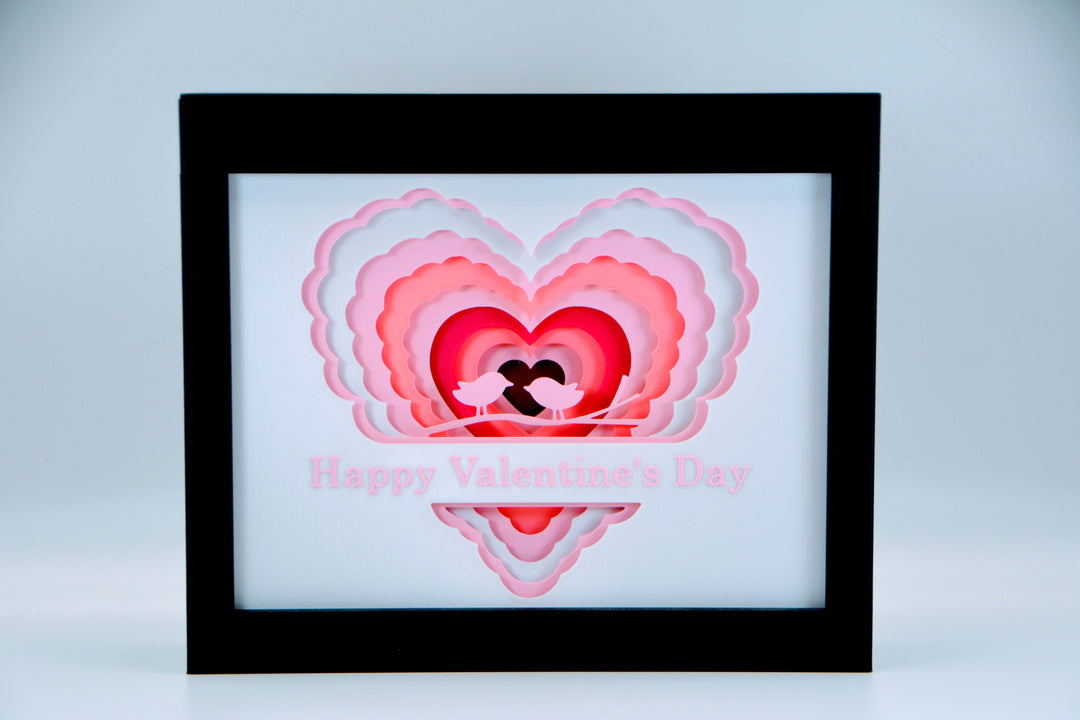Happy Valentine's Day Lovebirds Shadow Box - front view