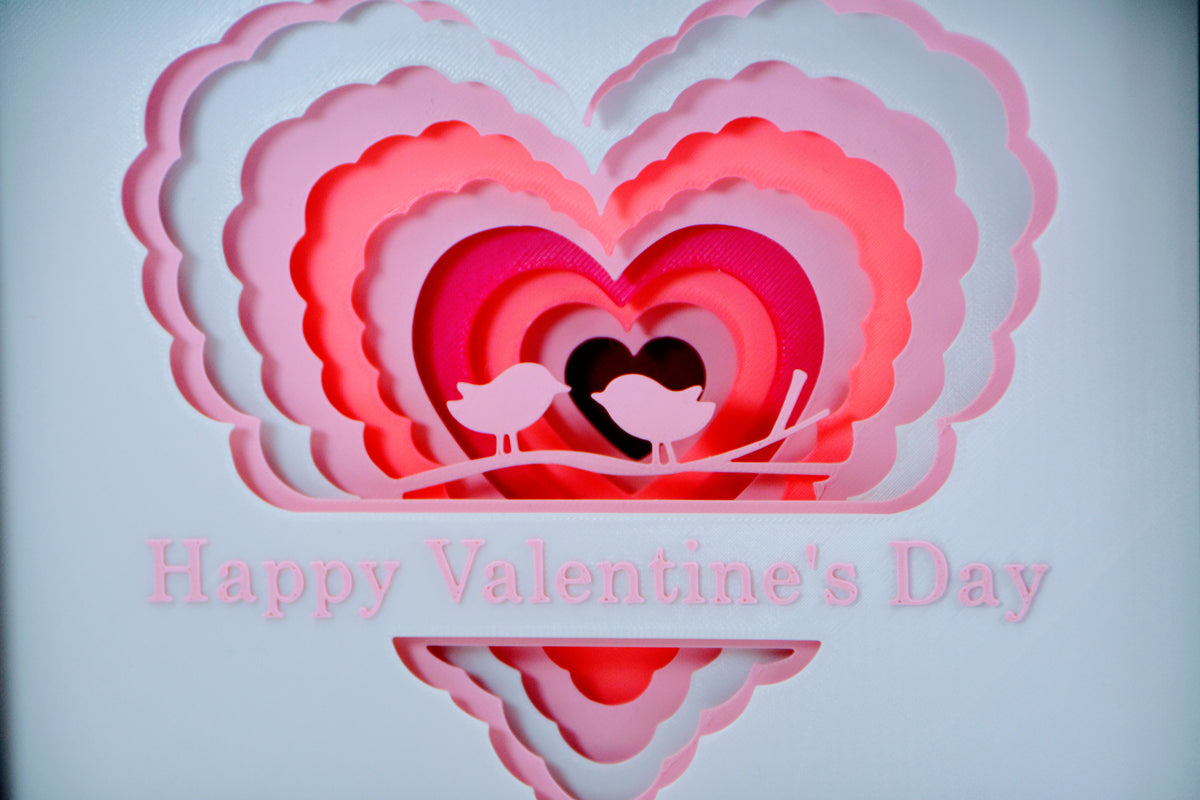 Happy Valentine's Day Lovebirds Shadow Box - close up of lovebirds detail