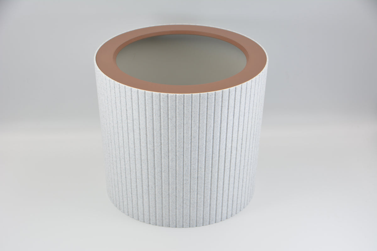 Ribbed Striped Trash Bin with Rose Gold Ring